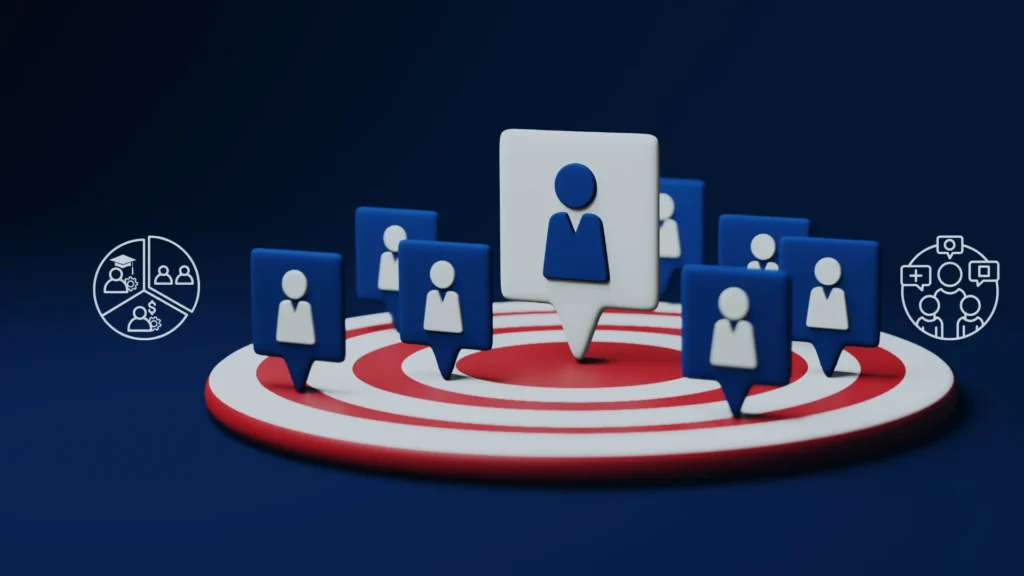 A professional presentation board displaying a comprehensive strategy for engaging and retaining a diverse customer base in multiple demographics.