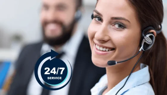 Multilingual customer service agents handling inbound calls for a tech and telecom company